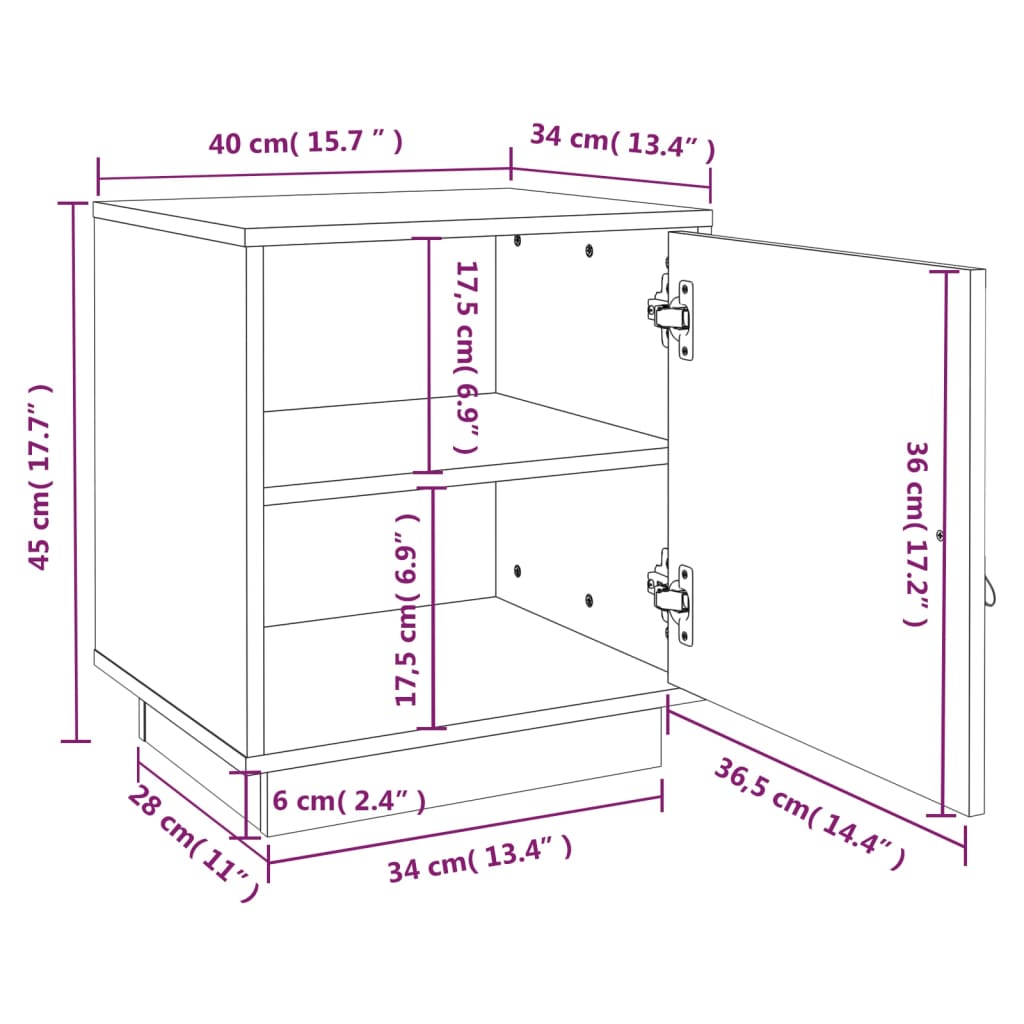 Nachtkastje 40x34x45 cm massief grenenhout zwart Nachtkastjes | Creëer jouw Trendy Thuis | Gratis bezorgd & Retour | Trendy.nl