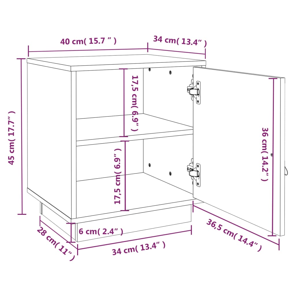 Nachtkastjes 2 st 40x34x45 cm massief grenenhout zwart Nachtkastjes | Creëer jouw Trendy Thuis | Gratis bezorgd & Retour | Trendy.nl