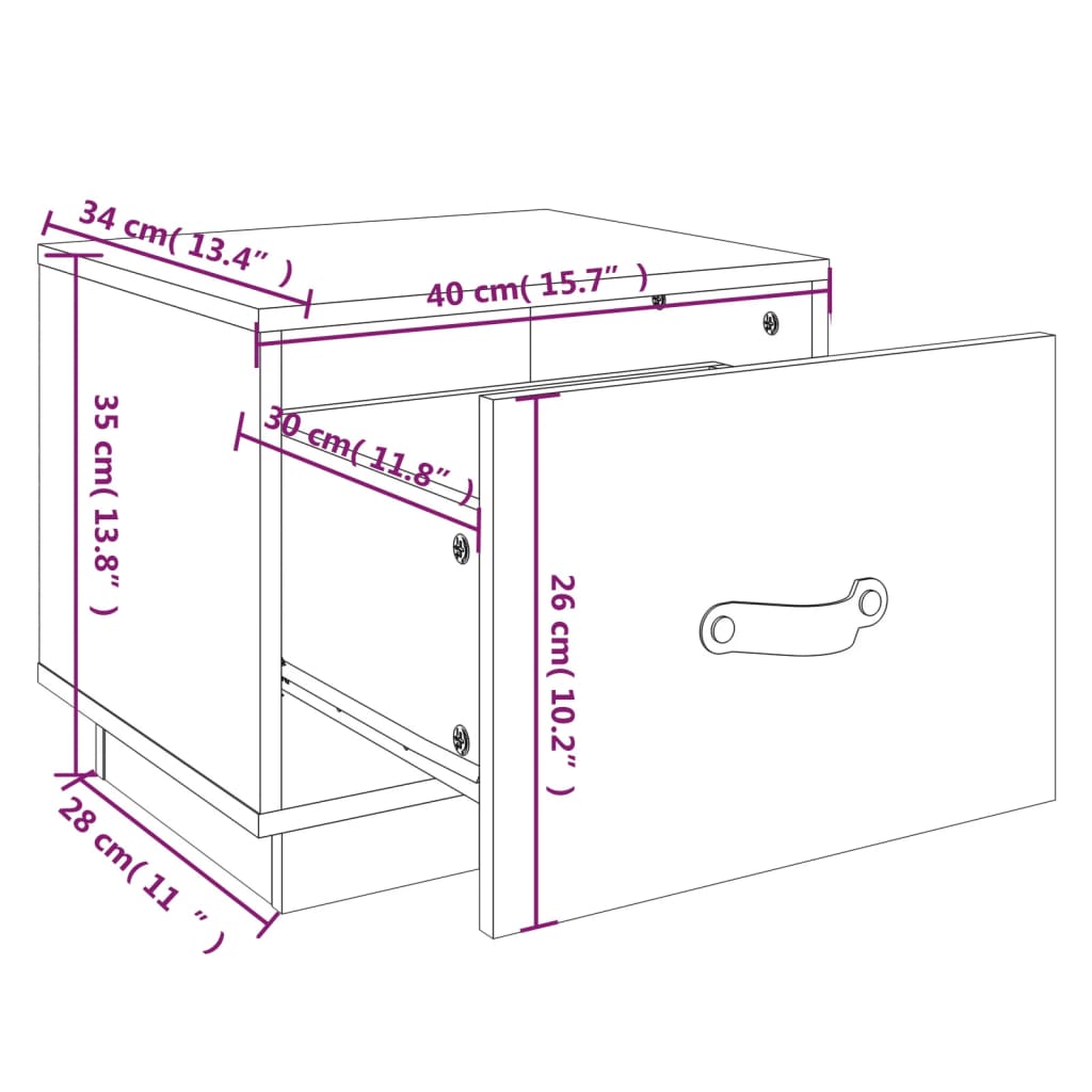 Nachtkastje 40x34x35 cm massief grenenhout wit Nachtkastjes | Creëer jouw Trendy Thuis | Gratis bezorgd & Retour | Trendy.nl