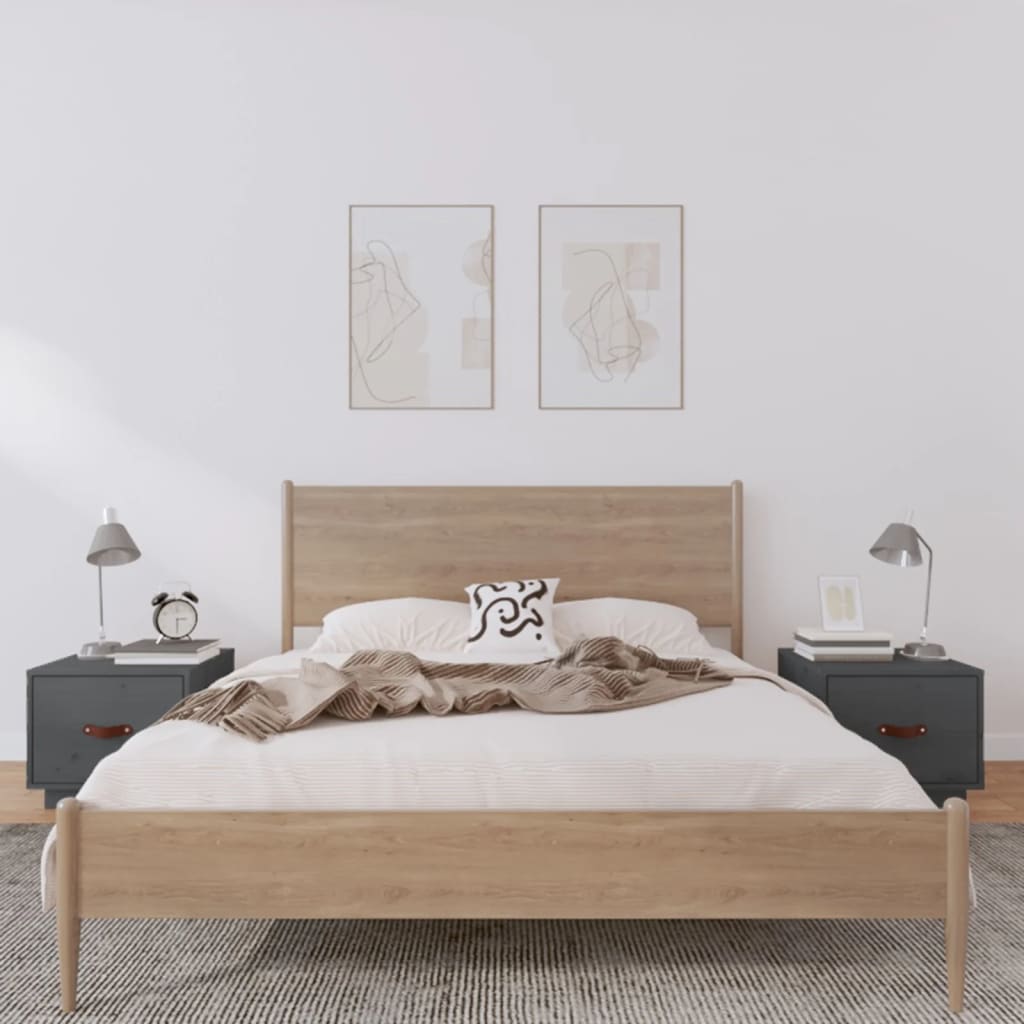 Nachtkastjes 2 st 40x34x35 cm massief grenenhout grijs Nachtkastjes | Creëer jouw Trendy Thuis | Gratis bezorgd & Retour | Trendy.nl