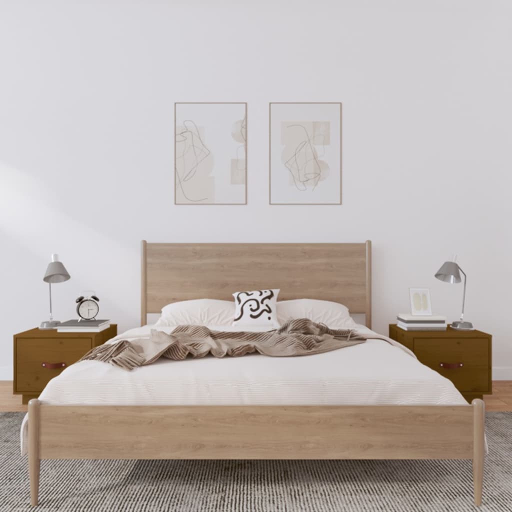 Nachtkastjes 2 st 40x34x55 cm massief grenenhout honingbruin Nachtkastjes | Creëer jouw Trendy Thuis | Gratis bezorgd & Retour | Trendy.nl