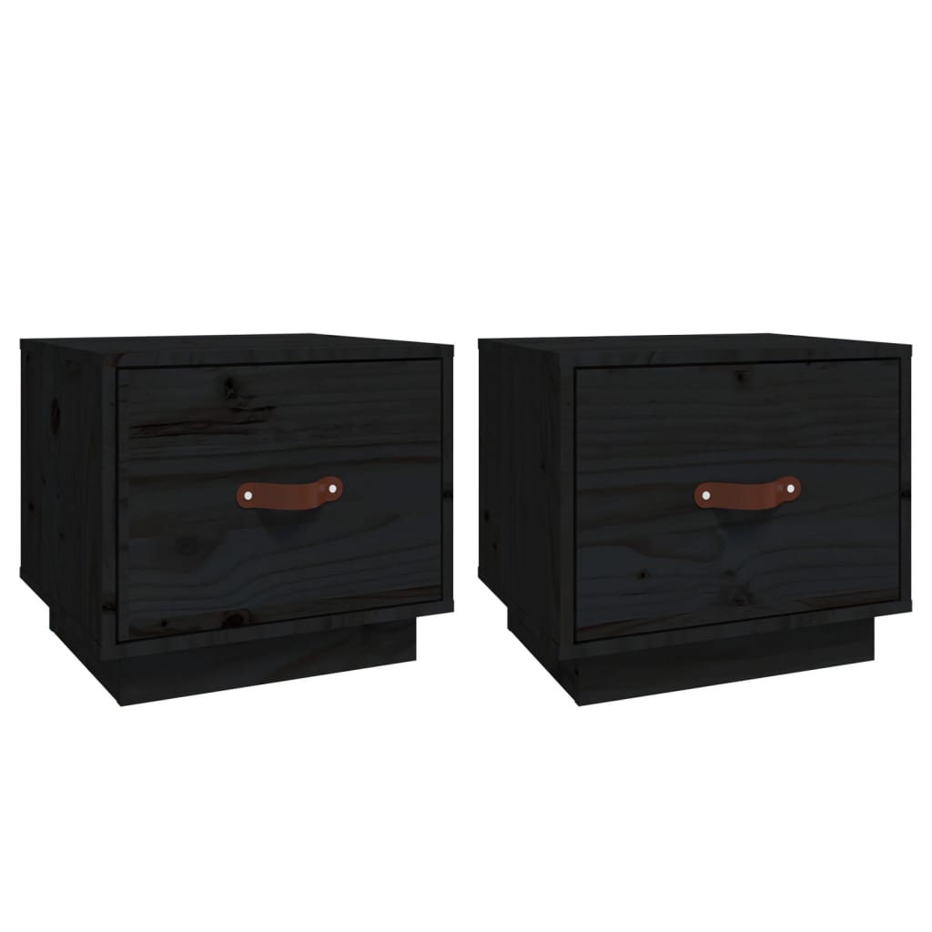Nachtkastjes 2 st 40x34x35 cm massief grenenhout zwart Nachtkastjes | Creëer jouw Trendy Thuis | Gratis bezorgd & Retour | Trendy.nl