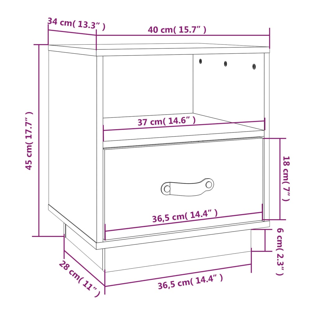 Nachtkastje 40x34x45 cm massief grenenhout Nachtkastjes | Creëer jouw Trendy Thuis | Gratis bezorgd & Retour | Trendy.nl