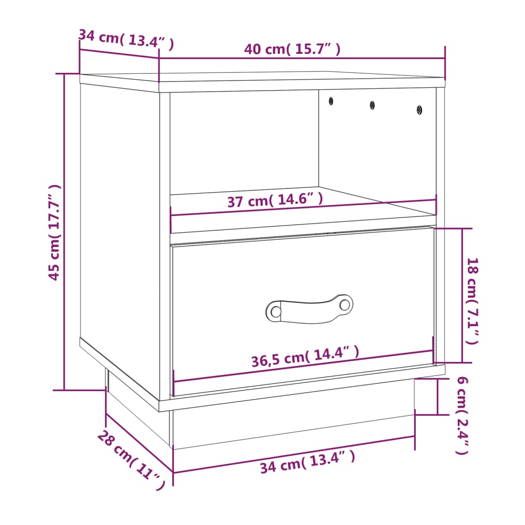 Nachtkastjes 2 st 40x34x45 cm massief grenenhout wit Nachtkastjes | Creëer jouw Trendy Thuis | Gratis bezorgd & Retour | Trendy.nl