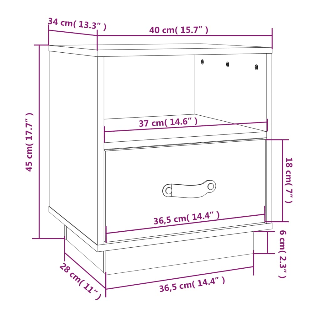 Nachtkastje 40x34x45 cm massief grenenhout grijs Nachtkastjes | Creëer jouw Trendy Thuis | Gratis bezorgd & Retour | Trendy.nl