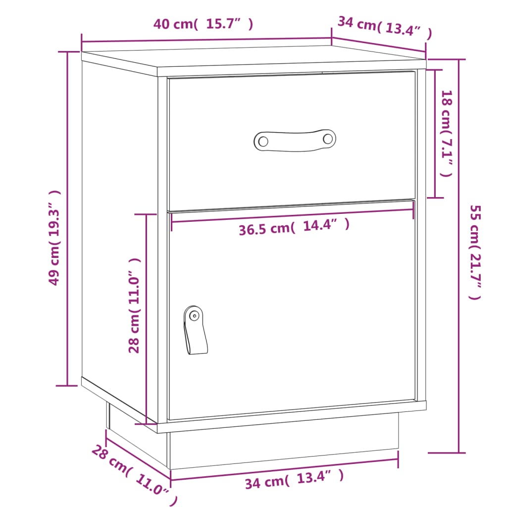 Nachtkastjes 2 st 40x34x55 cm massief grenenhout Nachtkastjes | Creëer jouw Trendy Thuis | Gratis bezorgd & Retour | Trendy.nl