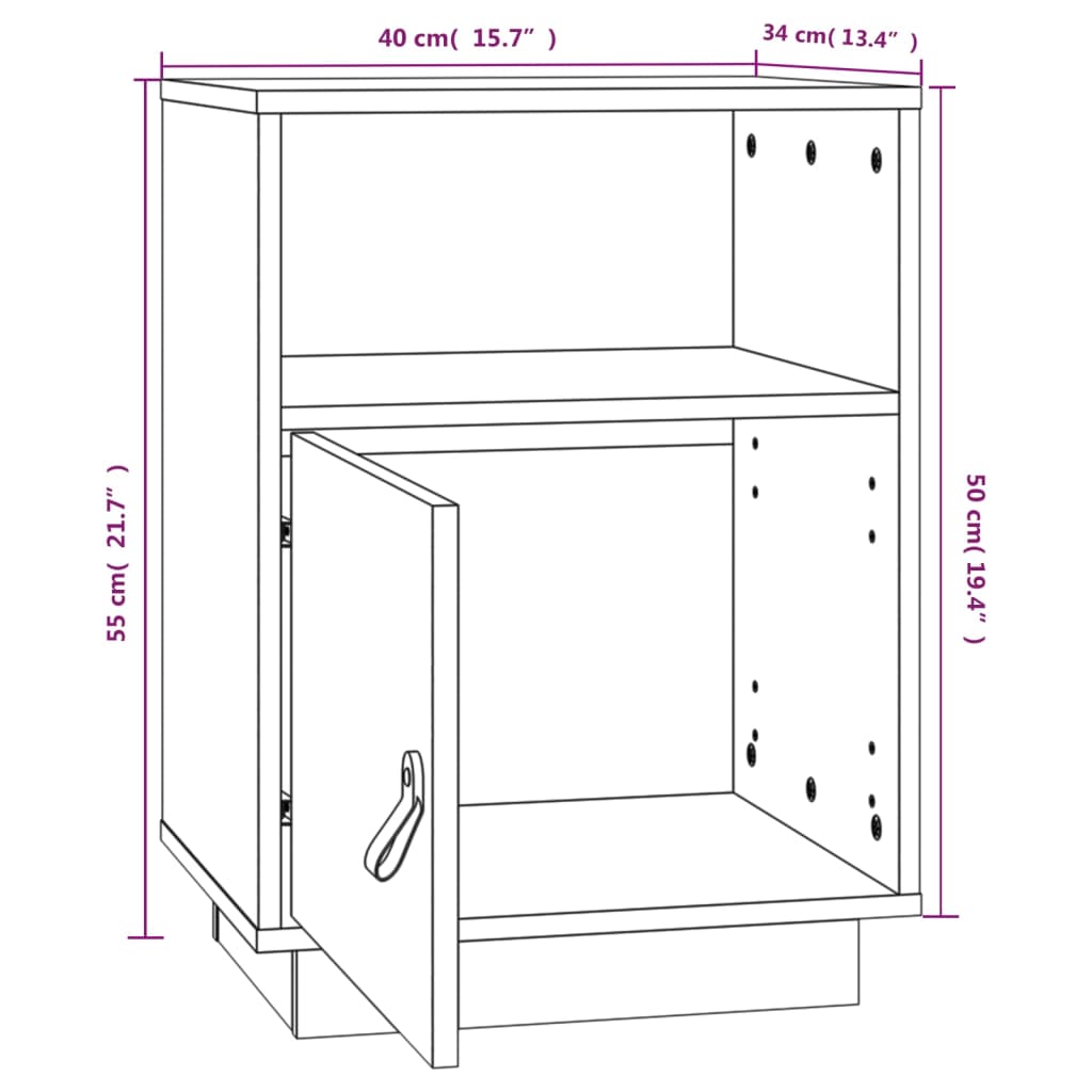 Nachtkastjes 2 st 40x34x55 cm massief grenenhout wit Nachtkastjes | Creëer jouw Trendy Thuis | Gratis bezorgd & Retour | Trendy.nl