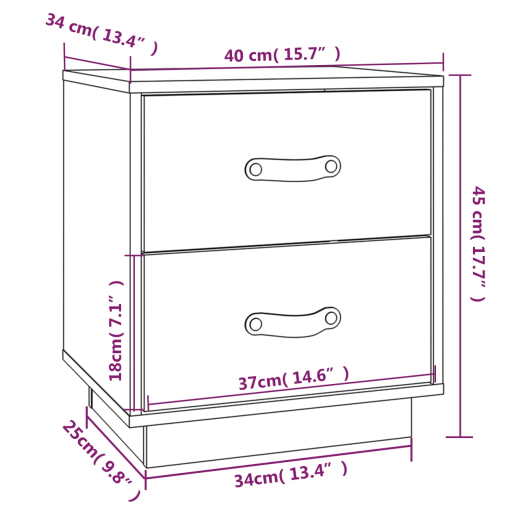 vidaXL  Nachtkastje 40x34x45 cm massief grenenhout wit Nachtkastjes | Creëer jouw Trendy Thuis | Gratis bezorgd & Retour | Trendy.nl