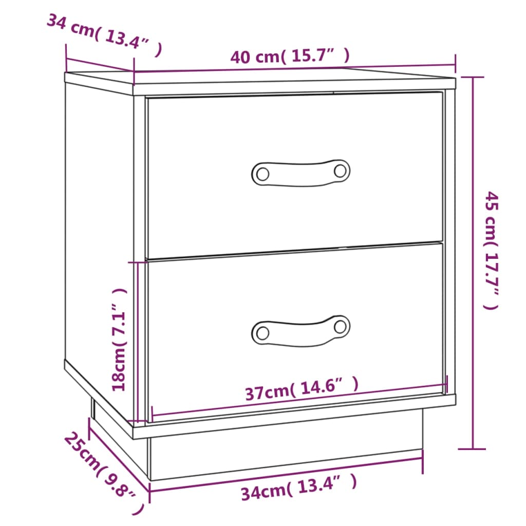 vidaXL  Nachtkastjes 2 st 40x34x45 cm massief grenenhout honingbruin Nachtkastjes | Creëer jouw Trendy Thuis | Gratis bezorgd & Retour | Trendy.nl