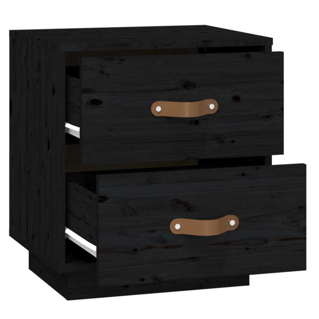 vidaXL  Nachtkastjes 2 st 40x34x45 cm massief grenenhout zwart Nachtkastjes | Creëer jouw Trendy Thuis | Gratis bezorgd & Retour | Trendy.nl