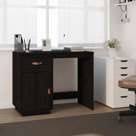 Stijlvol zwart bureau van massief grenenhout - 95x50x75 cm Bureaus | Creëer jouw Trendy Thuis | Gratis bezorgd & Retour | Trendy.nl