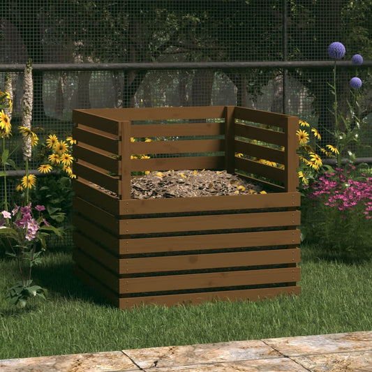 Compostbak 80x80x78 cm massief grenenhout honingbruin