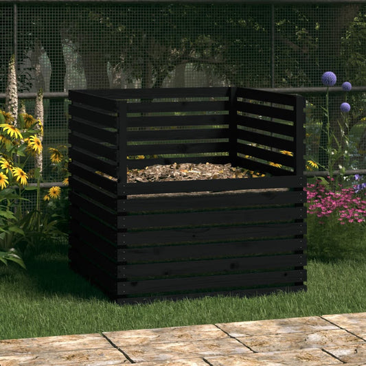 Compostbak 100x100x102 cm massief grenenhout zwart