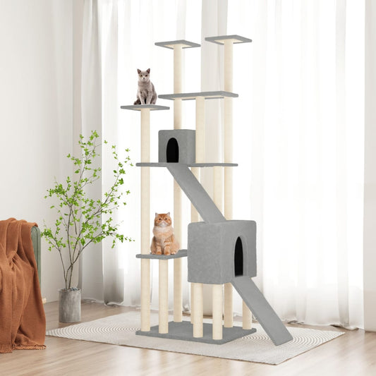 Kattenmeubel met sisal krabpalen 190 cm lichtgrijs Kattenmeubels | Creëer jouw Trendy Thuis | Gratis bezorgd & Retour | Trendy.nl