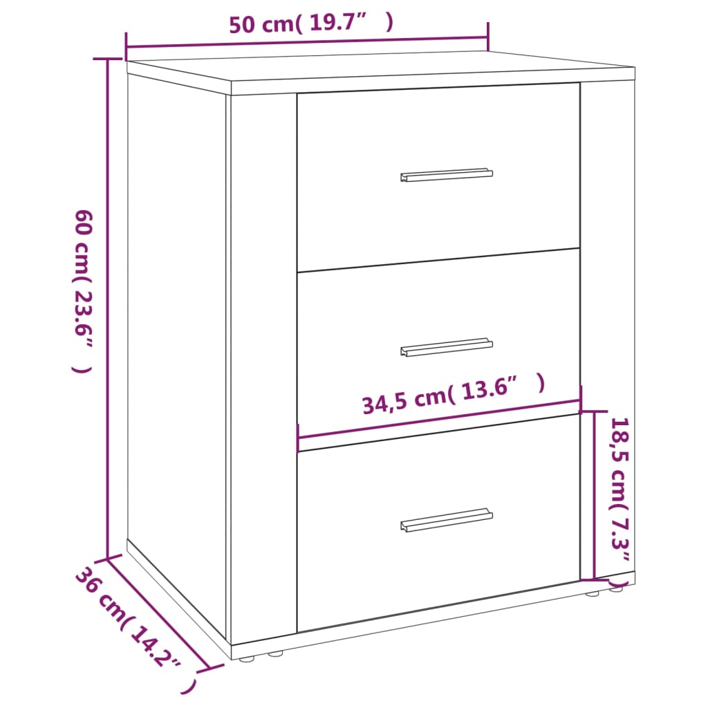 Nachtkastje 50x36x60 cm bewerkt hout zwart Nachtkastjes | Creëer jouw Trendy Thuis | Gratis bezorgd & Retour | Trendy.nl