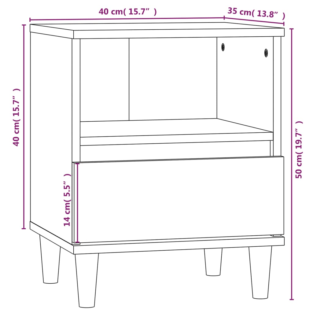 Nachtkastje 40x35x50 cm zwart Nachtkastjes | Creëer jouw Trendy Thuis | Gratis bezorgd & Retour | Trendy.nl