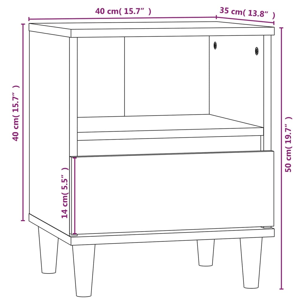 Nachtkastje 40x35x50 cm grijs sonoma eikenkleurig Nachtkastjes | Creëer jouw Trendy Thuis | Gratis bezorgd & Retour | Trendy.nl