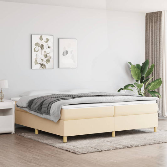 Luxe crèmekleurig stoffen boxspringframe - 200x200 cm | Een stijlvolle aanvulling voor jouw slaapkamer!