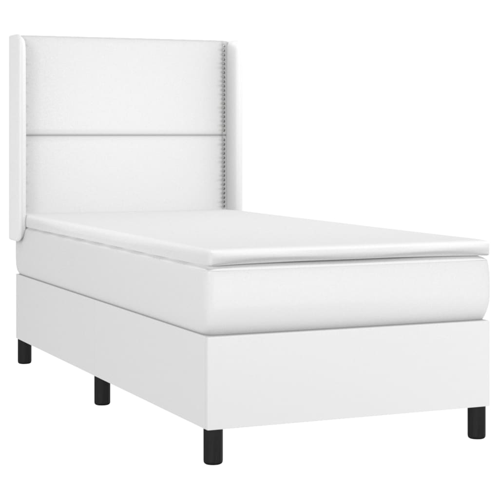 Boxspring met matras en LED kunstleer wit 90x190 cm Bedden & bedframes | Creëer jouw Trendy Thuis | Gratis bezorgd & Retour | Trendy.nl
