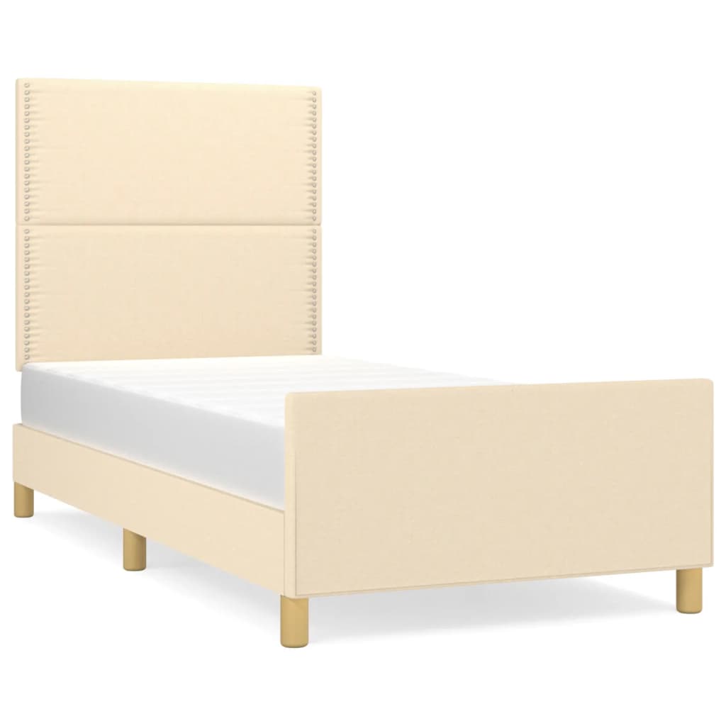 Bedframe met hoofdeinde stof crèmekleurig 90x190 cm Bedden & bedframes | Creëer jouw Trendy Thuis | Gratis bezorgd & Retour | Trendy.nl