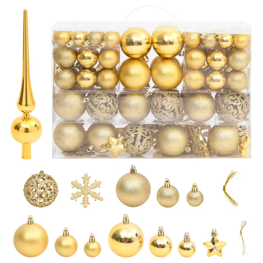111-delige Kerstballenset polystyreen goudkleurig Decoratie voor feestdagen | Creëer jouw Trendy Thuis | Gratis bezorgd & Retour | Trendy.nl