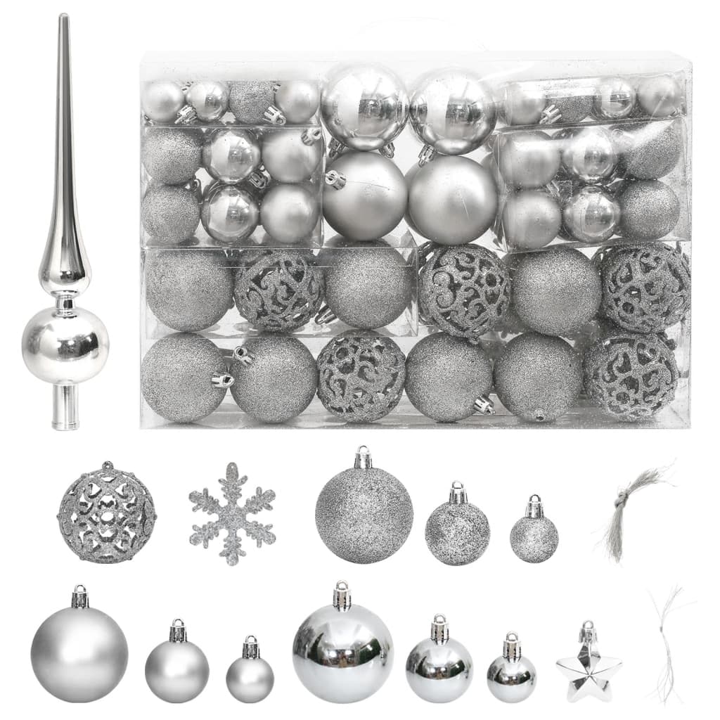 111-delige Kerstballenset polystyreen zilverkleurig Decoratie voor feestdagen | Creëer jouw Trendy Thuis | Gratis bezorgd & Retour | Trendy.nl