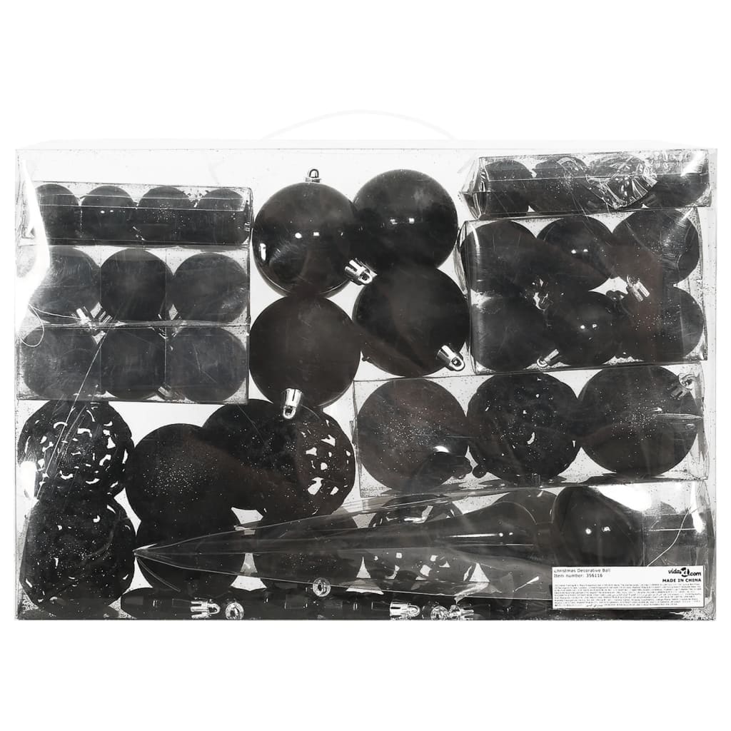 111-delige Kerstballenset polystyreen zwart Decoratie voor feestdagen | Creëer jouw Trendy Thuis | Gratis bezorgd & Retour | Trendy.nl