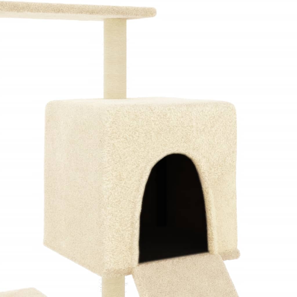 Kattenmeubel met sisal krabpalen 130,5 cm crèmekleurig Kattenmeubels | Creëer jouw Trendy Thuis | Gratis bezorgd & Retour | Trendy.nl