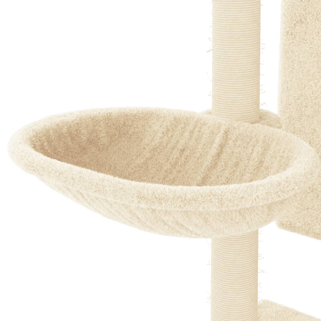 Kattenmeubel met sisal krabpalen 130,5 cm crèmekleurig Kattenmeubels | Creëer jouw Trendy Thuis | Gratis bezorgd & Retour | Trendy.nl
