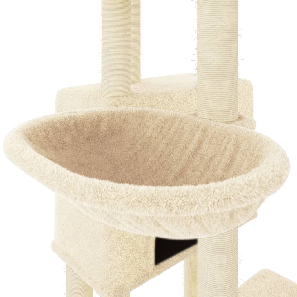 Kattenmeubel met sisal krabpalen 122 cm crèmekleurig Kattenmeubels | Creëer jouw Trendy Thuis | Gratis bezorgd & Retour | Trendy.nl