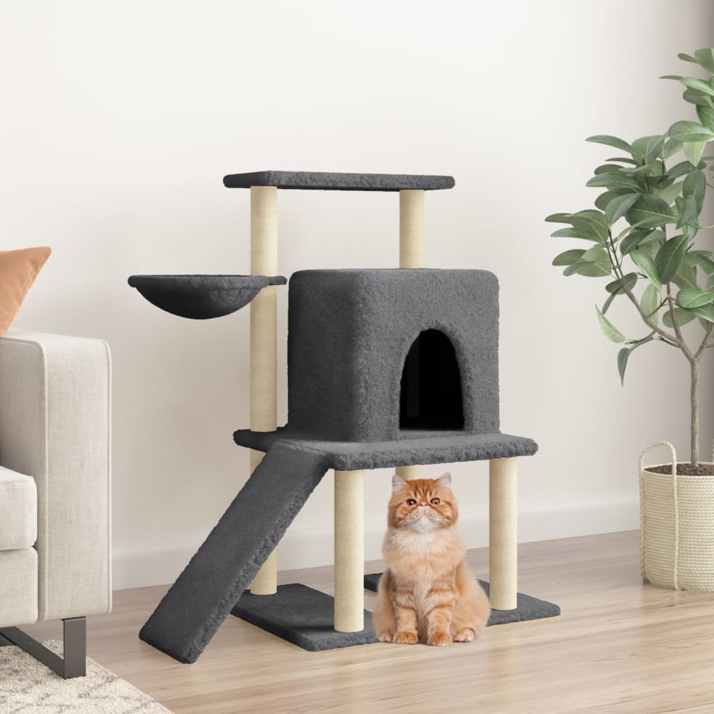 Kattenmeubel met sisal krabpalen 96,5 cm donkergrijs Kattenmeubels | Creëer jouw Trendy Thuis | Gratis bezorgd & Retour | Trendy.nl