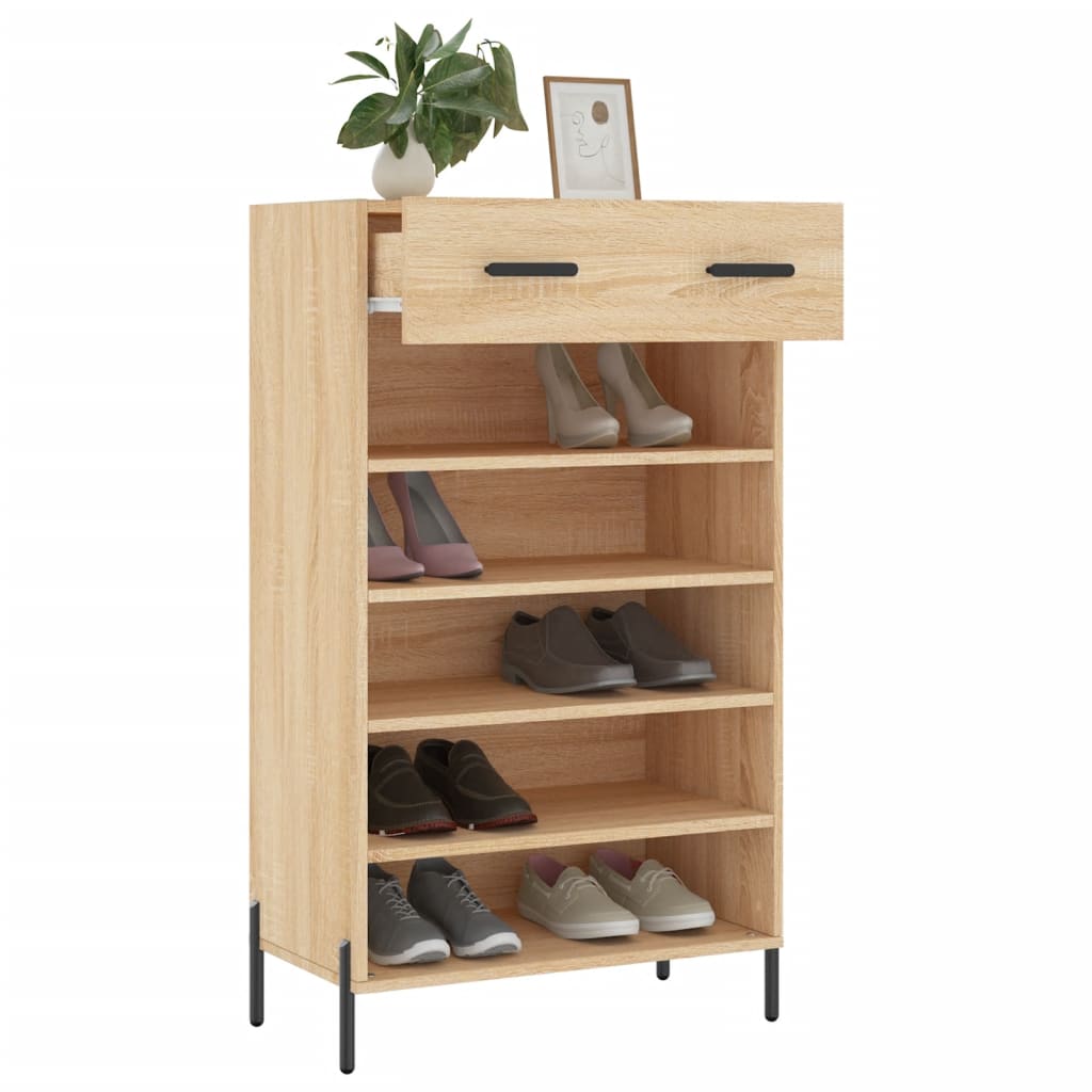 Schoenenkast 60x35x105 cm bewerkt hout sonoma eikenkleurig Kasten & opbergmeubelen | Creëer jouw Trendy Thuis | Gratis bezorgd & Retour | Trendy.nl