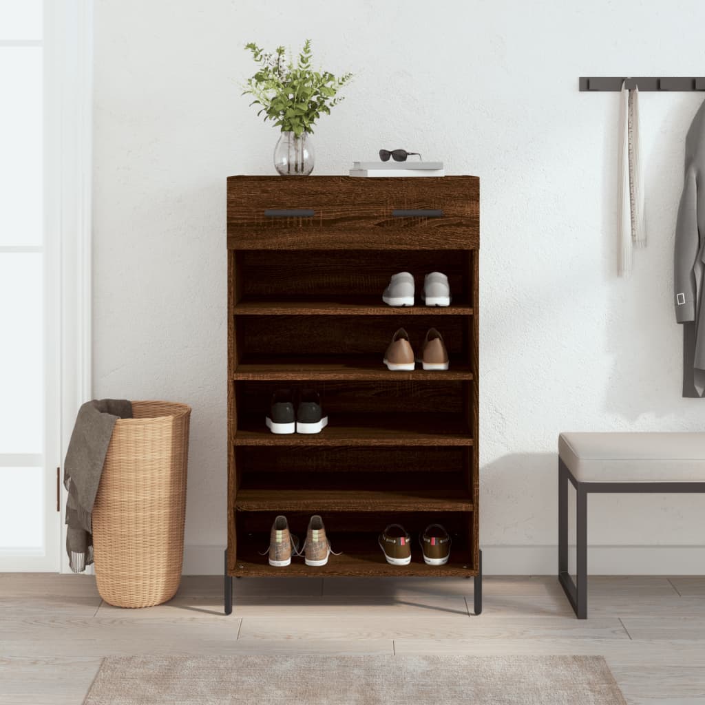 Schoenenkast 60x35x105 cm bewerkt hout bruin eikenkleur Kasten & opbergmeubelen | Creëer jouw Trendy Thuis | Gratis bezorgd & Retour | Trendy.nl