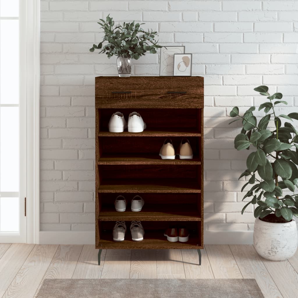 Schoenenkast 60x35x105 cm bewerkt hout bruin eikenkleur Kasten & opbergmeubelen | Creëer jouw Trendy Thuis | Gratis bezorgd & Retour | Trendy.nl