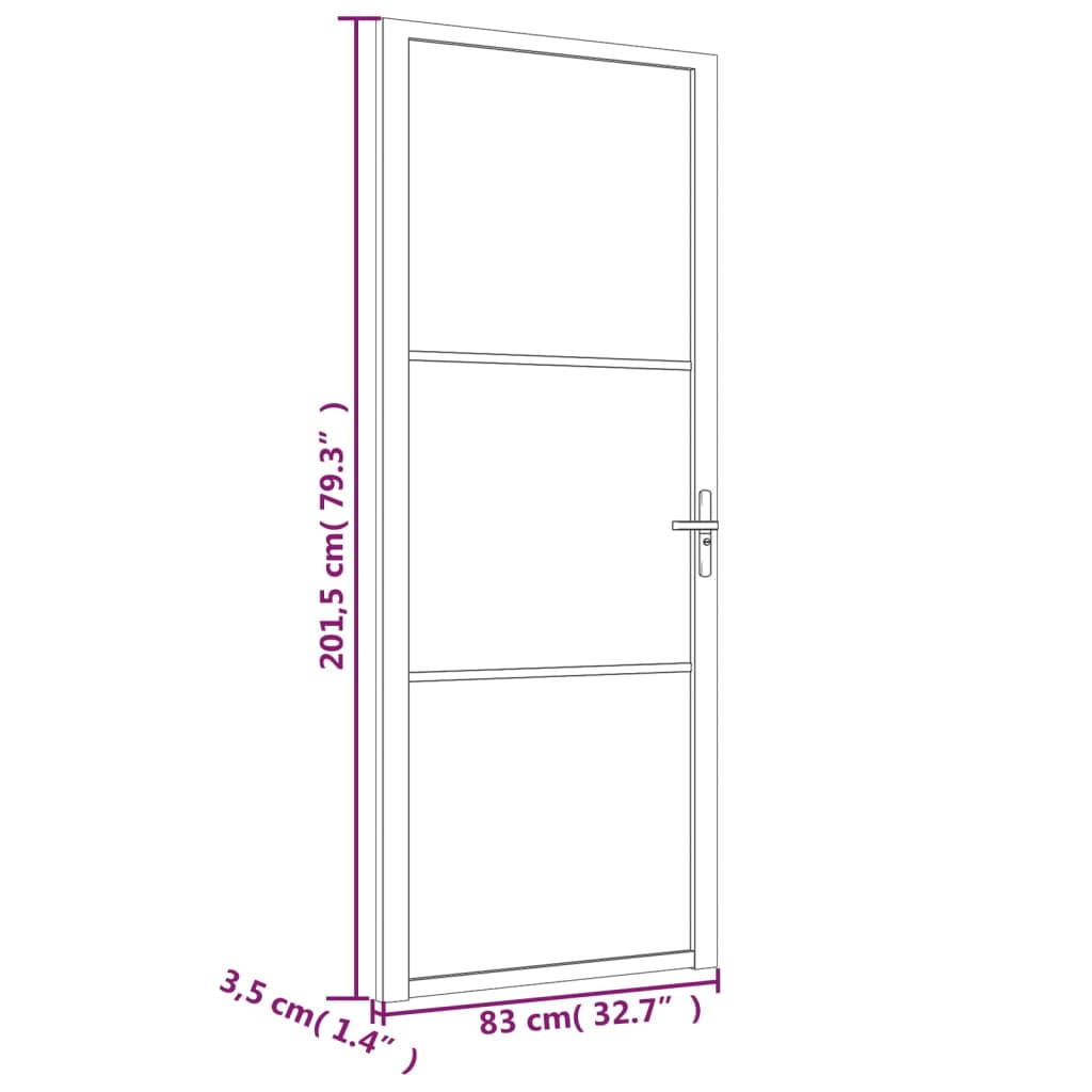 Binnendeur 83x201,5 cm matglas en aluminium wit Voordeuren | Creëer jouw Trendy Thuis | Gratis bezorgd & Retour | Trendy.nl