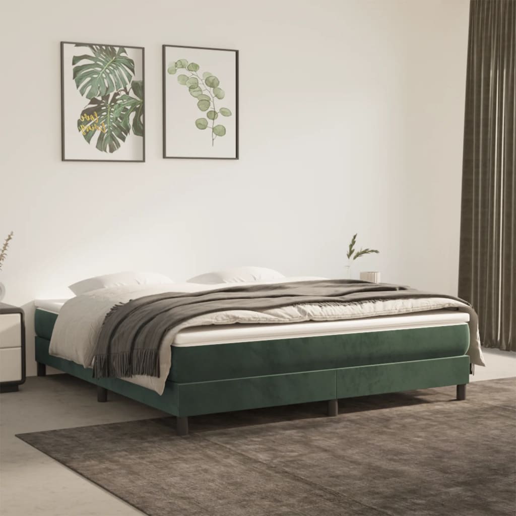 Boxspring met matras fluweel donkergroen 180x200 cm Bedden & bedframes | Creëer jouw Trendy Thuis | Gratis bezorgd & Retour | Trendy.nl