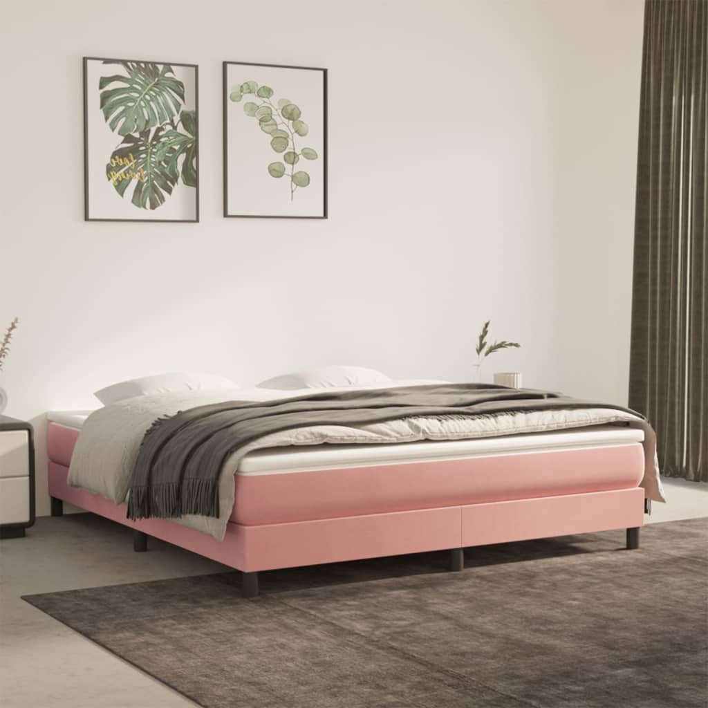 Boxspring met matras fluweel roze 180x200 cm Bedden & bedframes | Creëer jouw Trendy Thuis | Gratis bezorgd & Retour | Trendy.nl