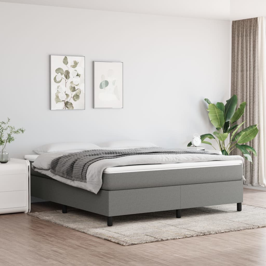 Boxspring met matras stof donkergrijs 180x200 cm Bedden & bedframes | Creëer jouw Trendy Thuis | Gratis bezorgd & Retour | Trendy.nl