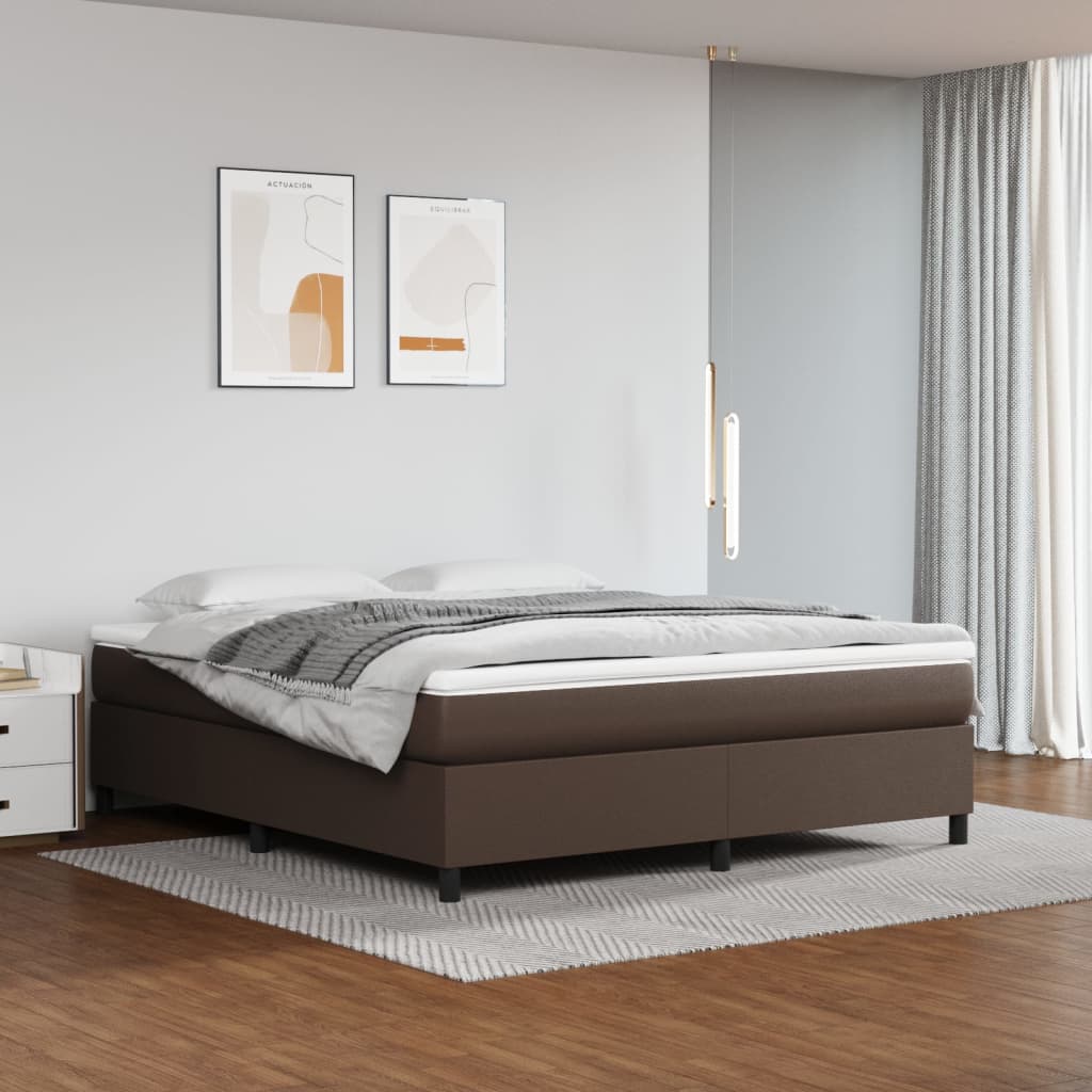 Boxspring met matras kunstleer bruin 180x200 cm Bedden & bedframes | Creëer jouw Trendy Thuis | Gratis bezorgd & Retour | Trendy.nl