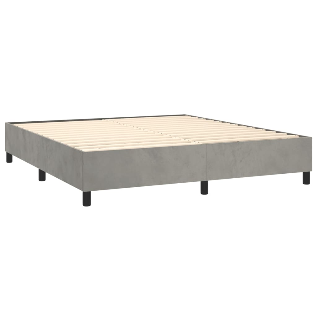 Boxspring met matras fluweel lichtgrijs 180x200 cm Bedden & bedframes | Creëer jouw Trendy Thuis | Gratis bezorgd & Retour | Trendy.nl