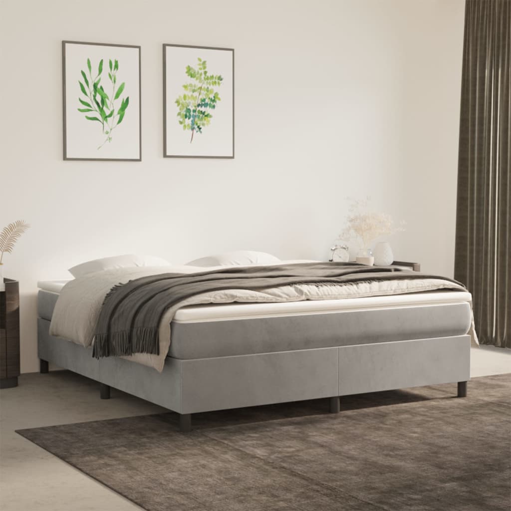 Boxspring met matras fluweel lichtgrijs 180x200 cm Bedden & bedframes | Creëer jouw Trendy Thuis | Gratis bezorgd & Retour | Trendy.nl