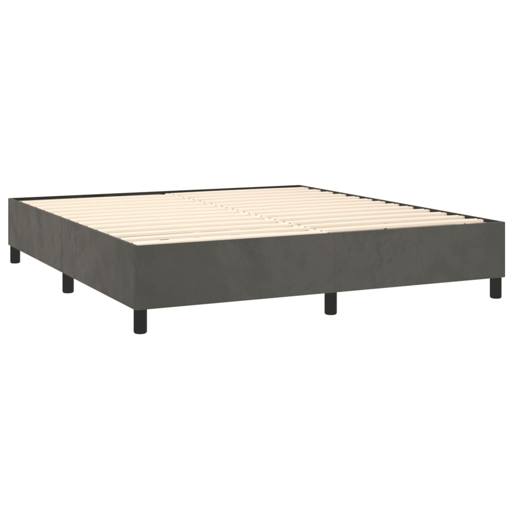 Boxspring met matras fluweel donkergrijs 180x200 cm Bedden & bedframes | Creëer jouw Trendy Thuis | Gratis bezorgd & Retour | Trendy.nl