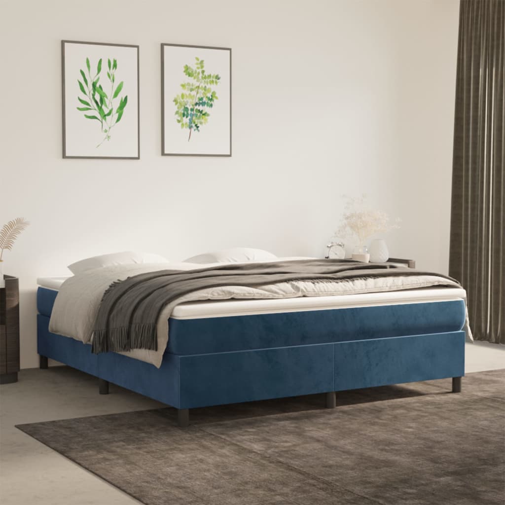 Boxspring met matras fluweel donkerblauw 180x200 cm Bedden & bedframes | Creëer jouw Trendy Thuis | Gratis bezorgd & Retour | Trendy.nl