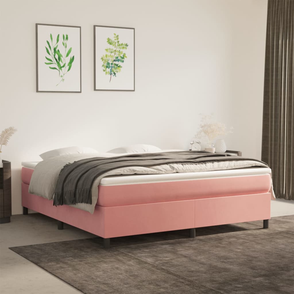 Boxspring met matras fluweel roze 180x200 cm Bedden & bedframes | Creëer jouw Trendy Thuis | Gratis bezorgd & Retour | Trendy.nl