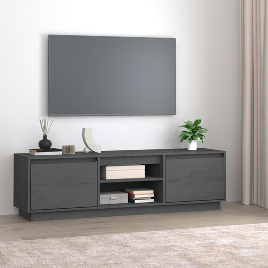 Tv-meubel 140x35x40 cm massief grenenhout grijs