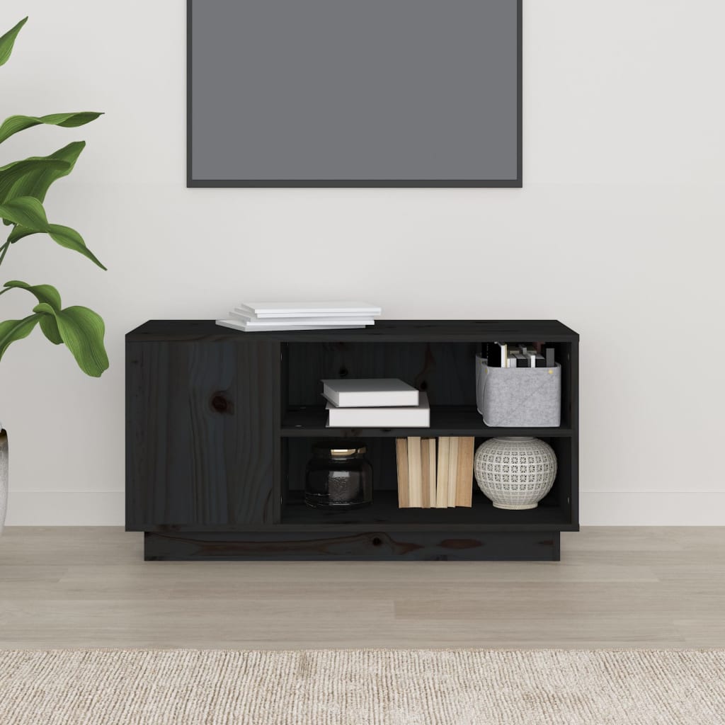Tv-meubel 80x35x40,5 cm massief grenenhout zwart Tv-meubels | Creëer jouw Trendy Thuis | Gratis bezorgd & Retour | Trendy.nl