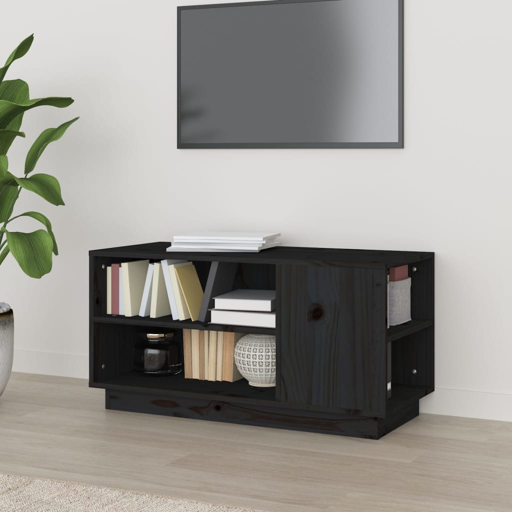 Tv-meubel 80x35x40,5 cm massief grenenhout zwart Tv-meubels | Creëer jouw Trendy Thuis | Gratis bezorgd & Retour | Trendy.nl