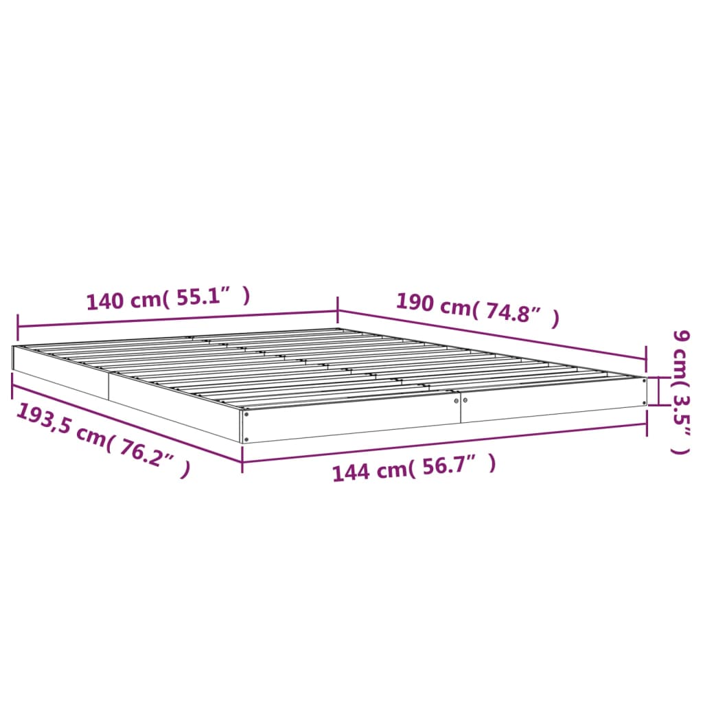 Bedframe massief grenenhout wit 140x190 cm Bedden & bedframes | Creëer jouw Trendy Thuis | Gratis bezorgd & Retour | Trendy.nl