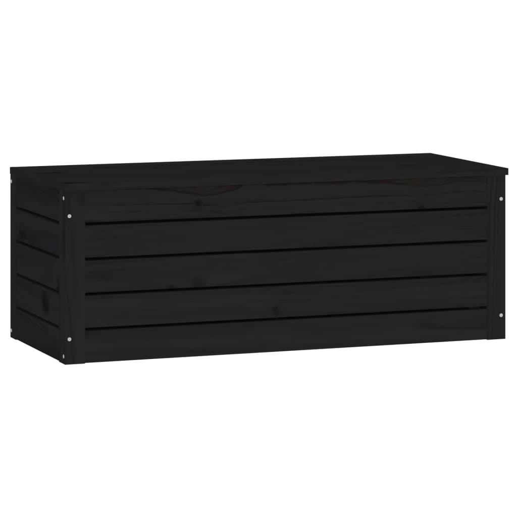 Opbergbox zwart 89x36,5x33 cm massief grenenhout