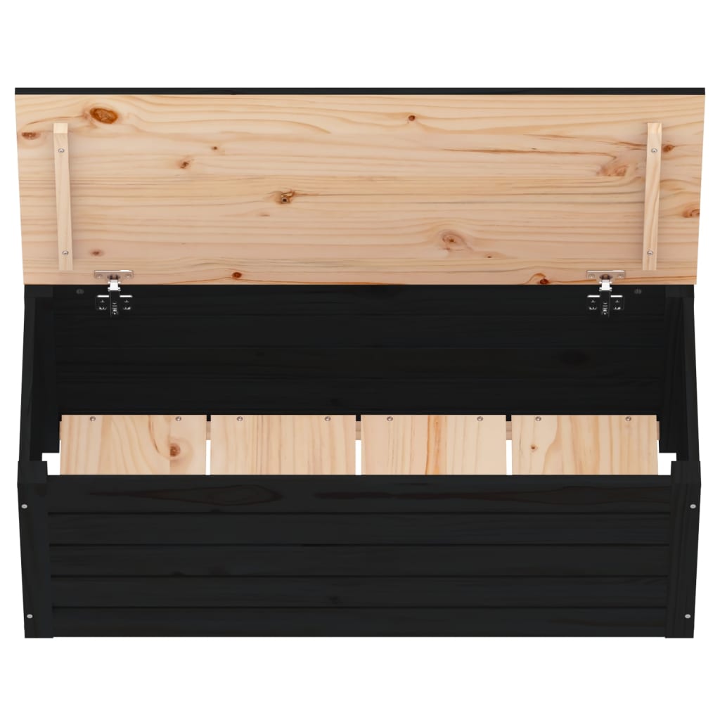 Opbergbox zwart 89x36,5x33 cm massief grenenhout